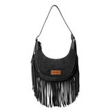 WGS637 Wrangler Fringe Suede Crescent Hobo Shoulder Bag
