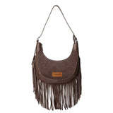 WGS637 Wrangler Fringe Suede Crescent Hobo Shoulder Bag