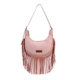 WGS637 Wrangler Fringe Suede Crescent Hobo Shoulder Bag