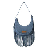 WGS637 Wrangler Fringe Suede Crescent Hobo Shoulder Bag