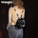 WG102-8600 Wrangler Cow Print Trimmed Mini Backpack With Coin Pouch