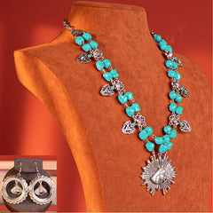 Wrangler Bohemian Pendant Necklace & Earrings Set (WNS-1031)
