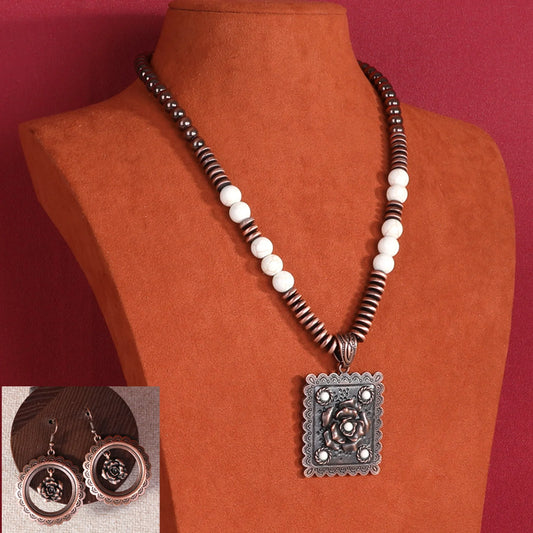 Wrangler Bohemian Pendant Necklace & Earrings Set (WNS-1041)