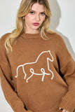 3D HORSE EMBO PULLOVER SWEATER