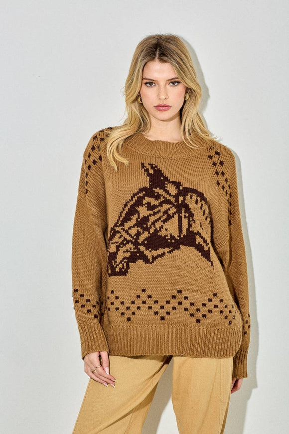 HORSE PRINTED KNIT SWEATER