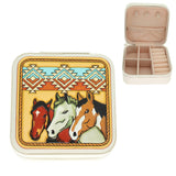 Western Horses Travel Leather Jewelry Box