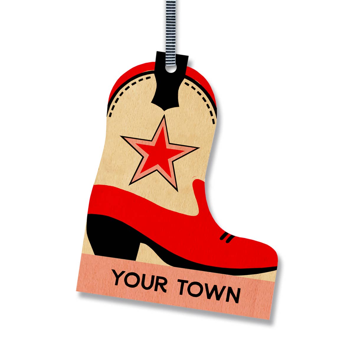 Cowboy Boot Christmas Ornament City / State name drop design