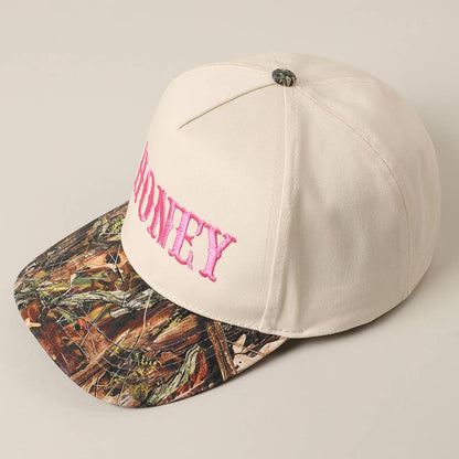 HONEY Lettering Embroidery Camo Two-Tone Cap