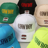 COWBOY Text Logo Printed Mesh Back Trucker Hat