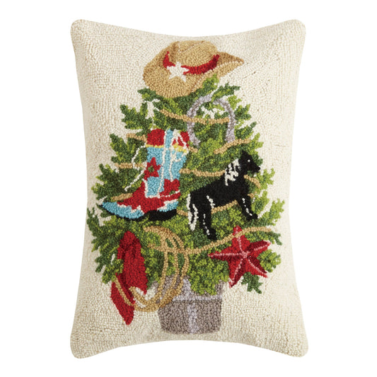 Western Christmas Tree Hook Pillow - Mary Lake Thompson