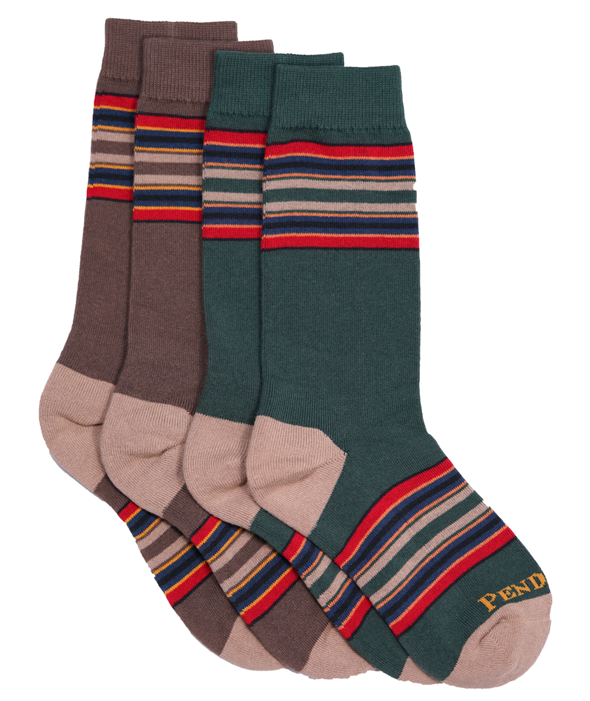 Mineral Umber + Green Heather Cotton Crew 2-Pack
