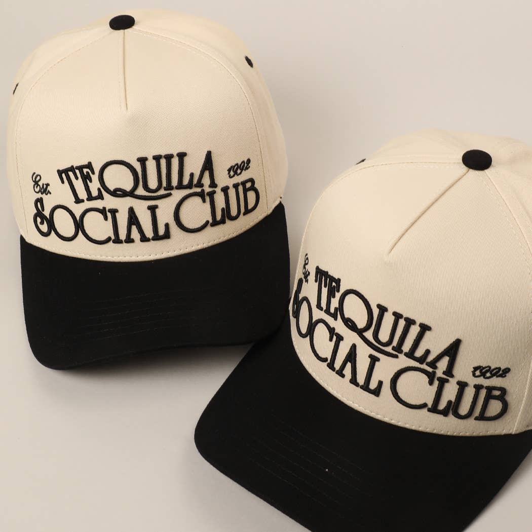 Tequila Social Club 3D Text Embroidery Two-Tone Trucker Hat