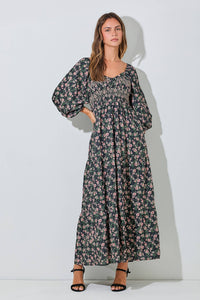CHEST SMOCKING DETAILED MAXI DRESS