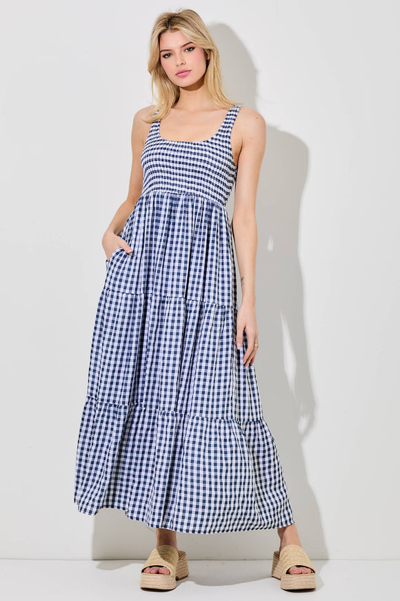 SMOCKED BODICE MAXI DRESS