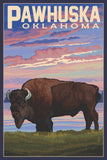 ORGANIC TOTE BAG Pawhuska, Oklahoma, Buffalo & Sunset