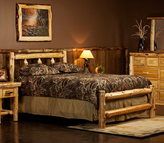 King Cedar Log Bed with Storage