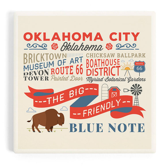 CERAMIC COASTER Oklahoma City, Oklahoma, Typography