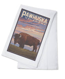 ORGANIC TEA TOWEL Pawhuska, Oklahoma, Buffalo & Sunset