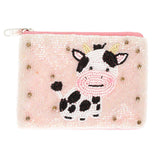 Cartoon Milk Cow Beaded Embroidery Coin Bag