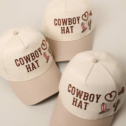 Cowboy Hat Cactus Heart Embroidery Trucker Hat