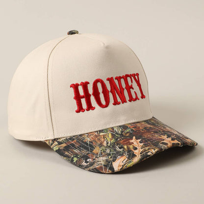 HONEY Lettering Embroidery Camo Two-Tone Cap