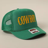 COWBOY Text Logo Printed Mesh Back Trucker Hat