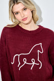 3D HORSE EMBO PULLOVER SWEATER
