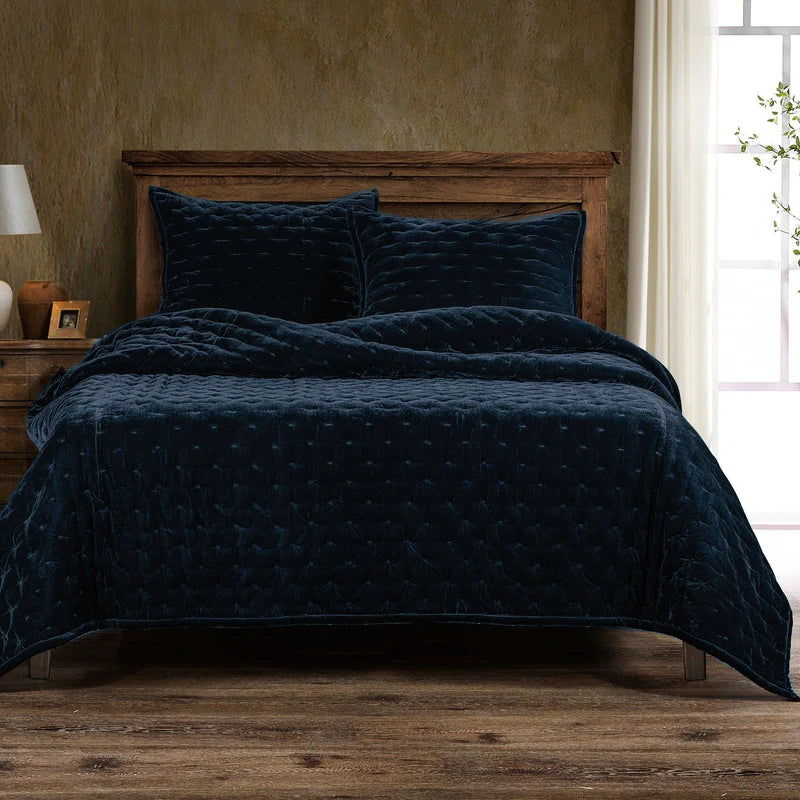Stella Faux Silk Velvet Pintuck Quilt