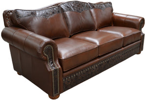 Stetson 3C Sofa Bison Exchange Nailheads And Bunn Walnut Legs