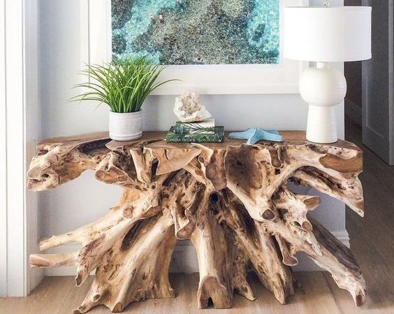 Teak Root  End Table Stacked