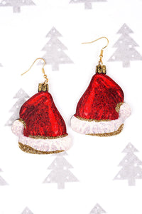 TIPI CHRISTMAS SANTA HAT WOOD EARRINGS