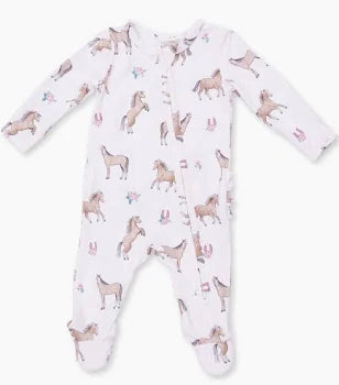 I LOVE HORSES- RUFFLE BACK FOOTIE- 0/3M