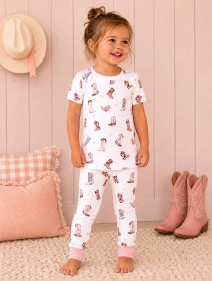 Buckarette Boots-Short Sleeve Loungewear Set-6/12M