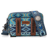 WG2207-3003 Wrangler Aztec Printed Crossbody Purse With Wallet Compartment