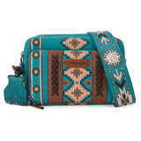 WG2207-3003 Wrangler Aztec Printed Crossbody Purse With Wallet Compartment