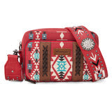 WG2207-3003 Wrangler Aztec Printed Crossbody Purse With Wallet Compartment