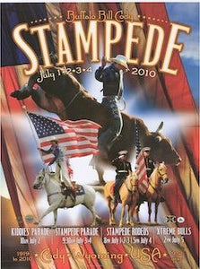 Official 2010 Buffalo Bill Cody Stampede Rodeo Poster Print w/Wooden Frame & Glass