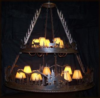 Two Tier Lodge Scene Chandelier