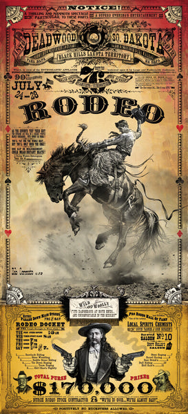 rodeo0302 ページ Official 2012 Deadwood Rodeo Poster Print w/Wooden Frame & Glass