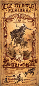 Official 2014 Miles City Bucking Horse Sale Rodeo Poster Print w/Wooden Frame & Glass