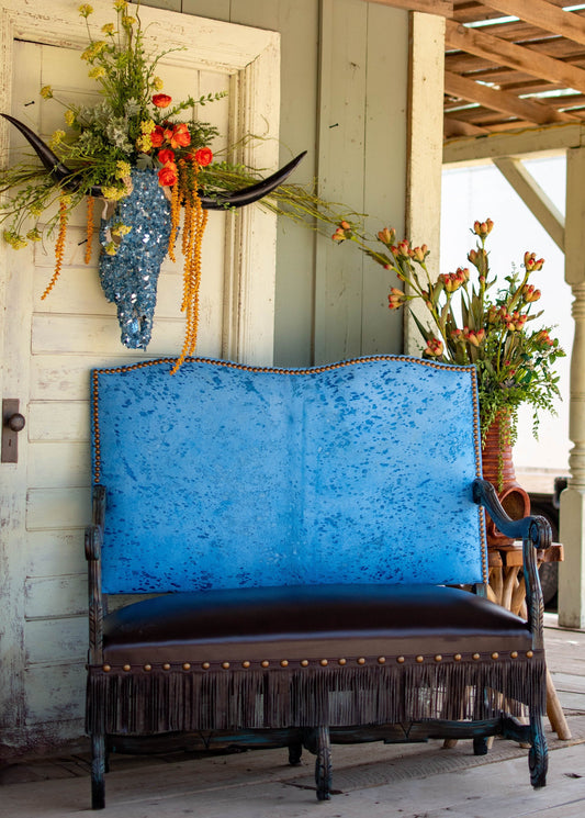 Acid Washed Cowhide Regency Settee
