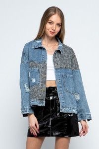 Leopard Patch Denim Jacket 12484