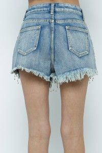 Fringe And Rhinestone Demin Short 1685P