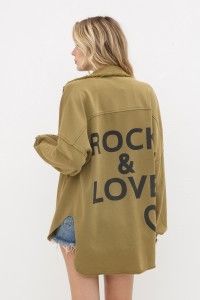 Olive Vintage Print Shacket 31507J
