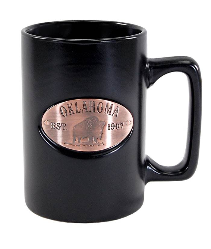 Copper Medallion Mug - Matte Black, Oklahoma