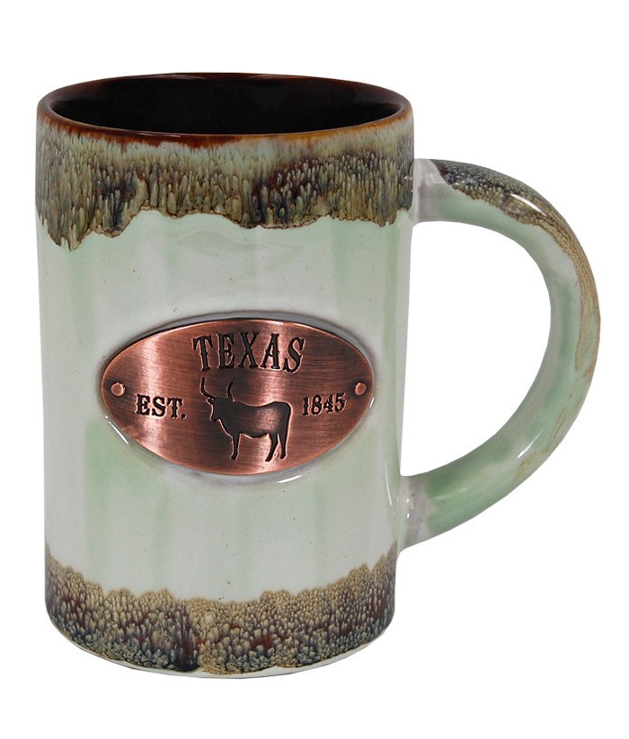 Copper Medallion Mug - Mint Glaze, Texas