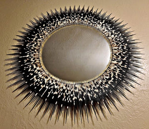 Mirror With Porcupine Quills With Feathers