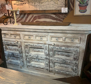 Old 3 Door 3 Drawer Sideboard White