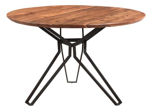 48" Round Wood Table With Gunmetal Legs