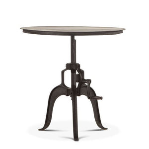 Industrial Loft 30" Adjustable Round Side Table In Matte Black